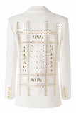 Hvit Beaded Peak Lapel Kvinner Blazer