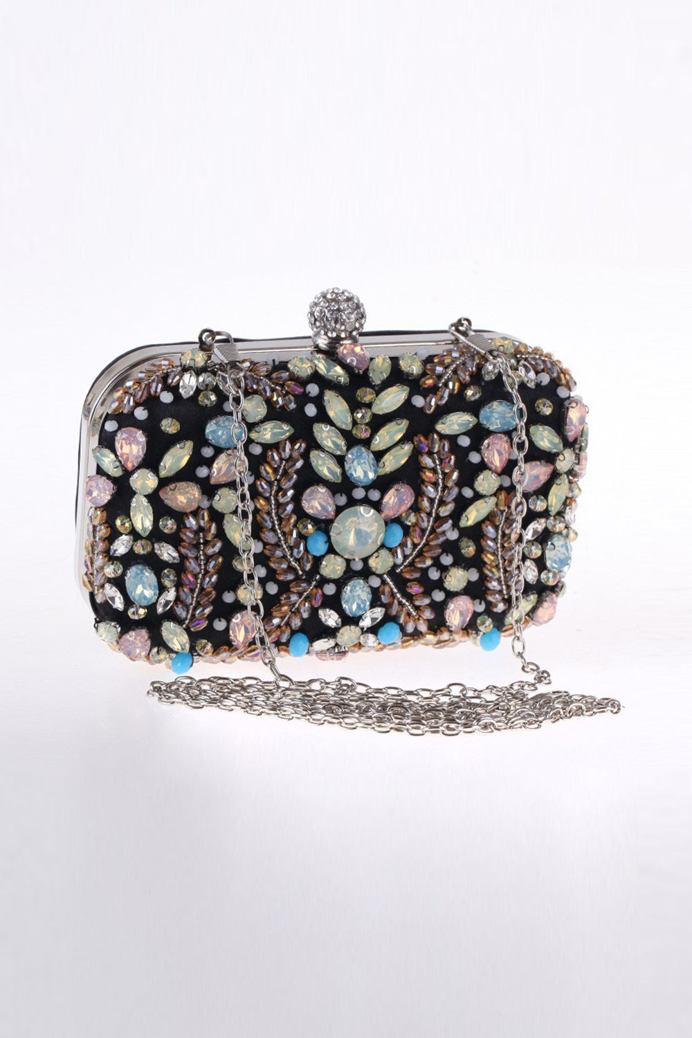 Delikat svart veske med rhinestones