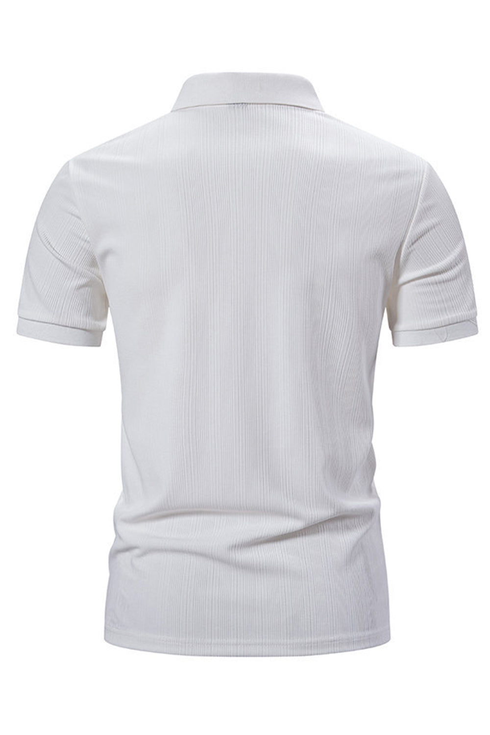 Hvit strikket bomull korte ermer Slim Fit poloskjorte for menn