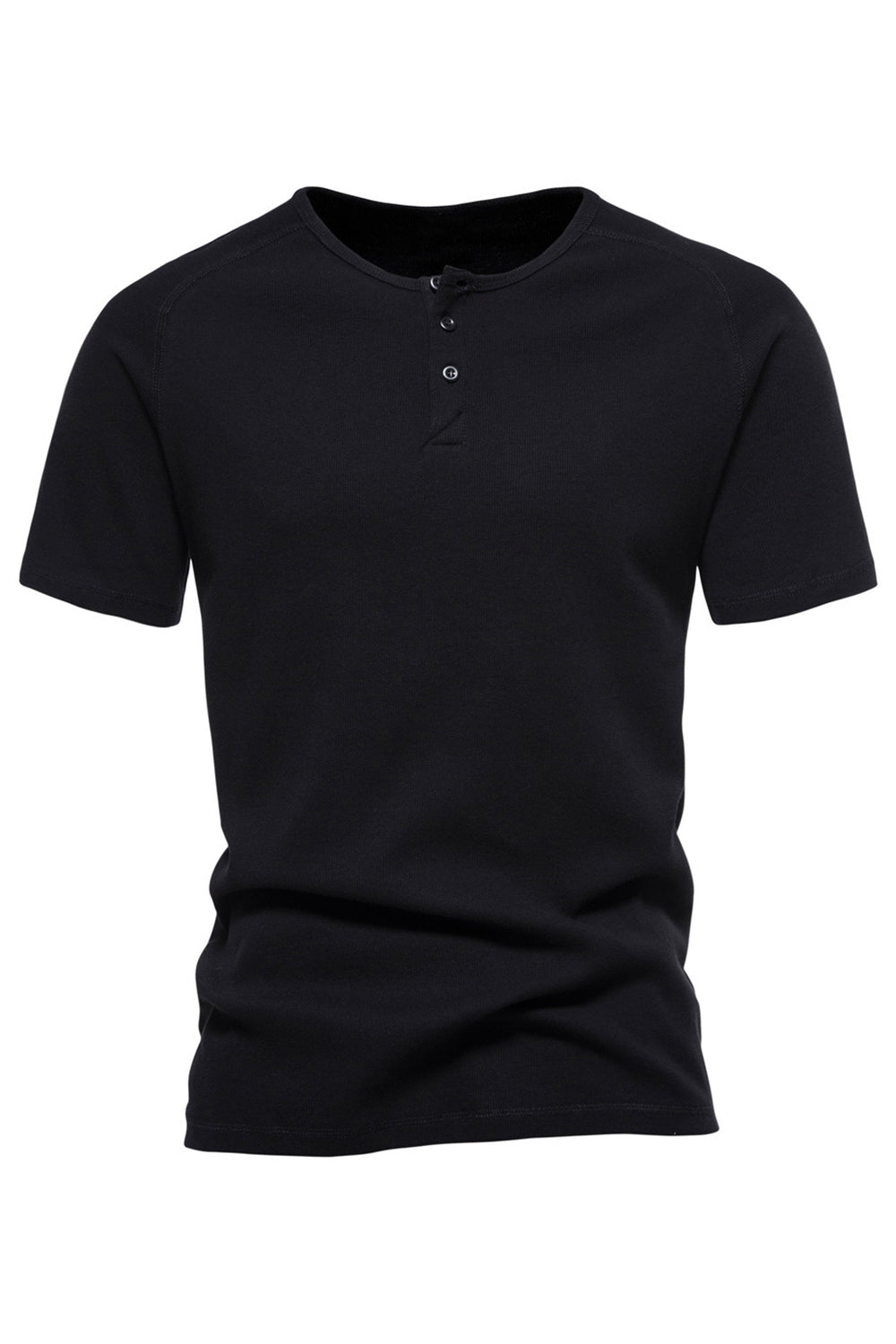 Svart bomull Crewneck korte ermer Menns Polo Short