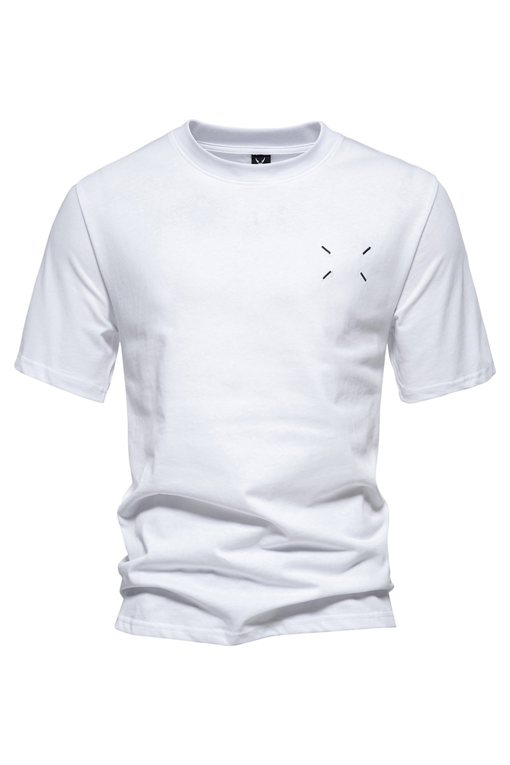 Svart bomull korte ermer crewneck herreskjorte
