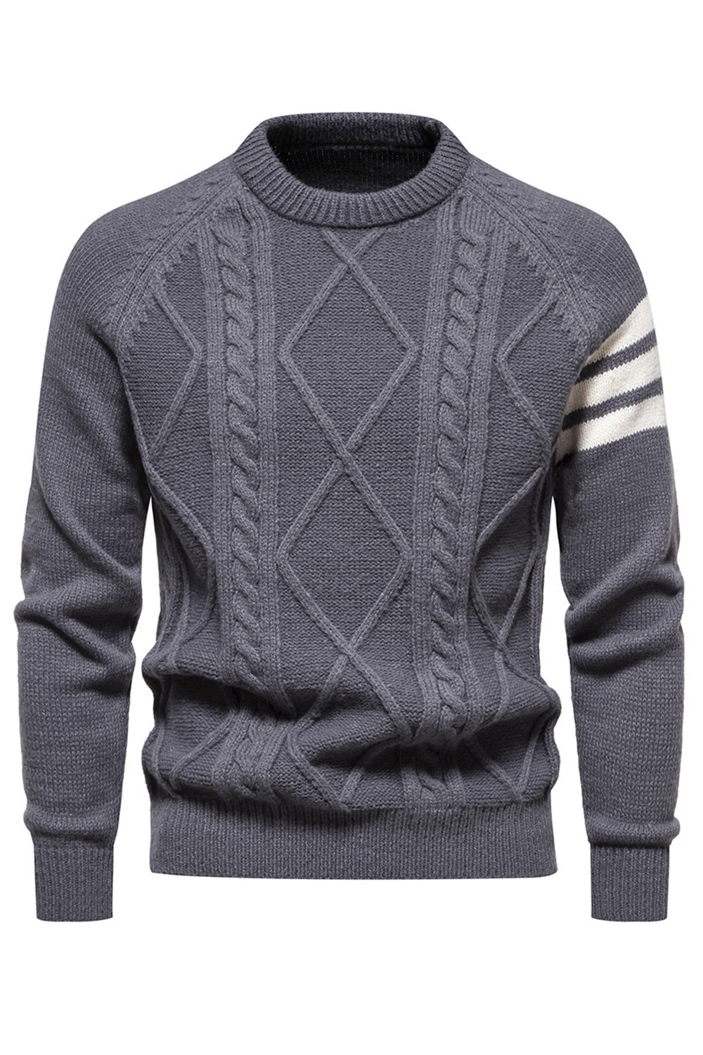 Grå menns rund hals Slim Fit genser