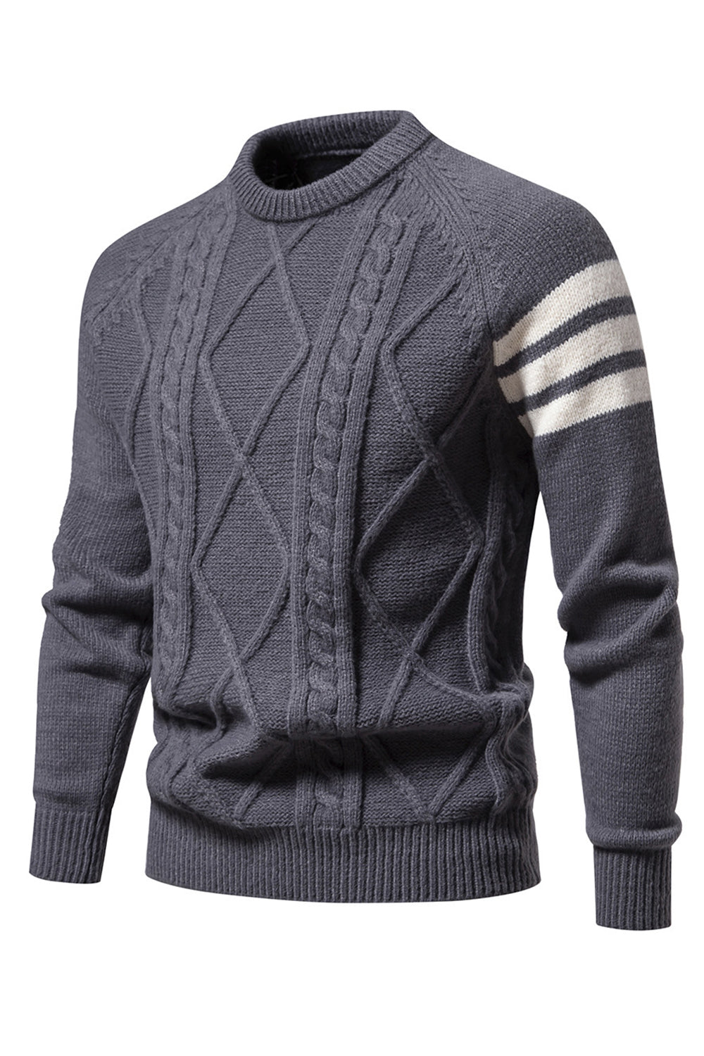 Grå menns rund hals Slim Fit genser