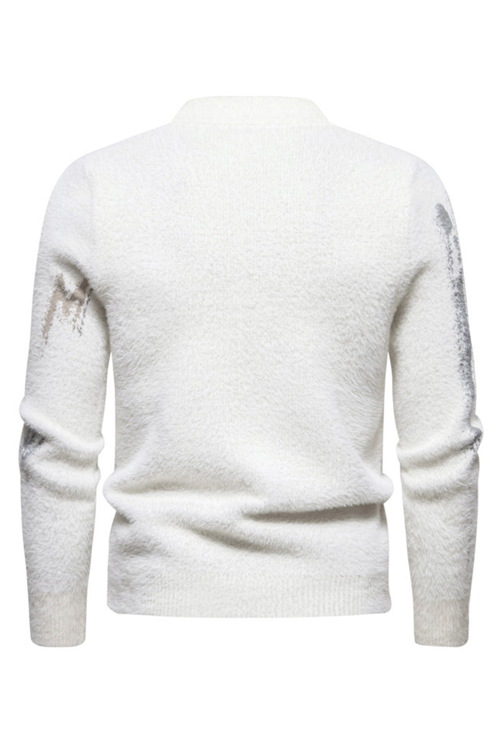 Hvit rund hals Slim Fit genser for menn