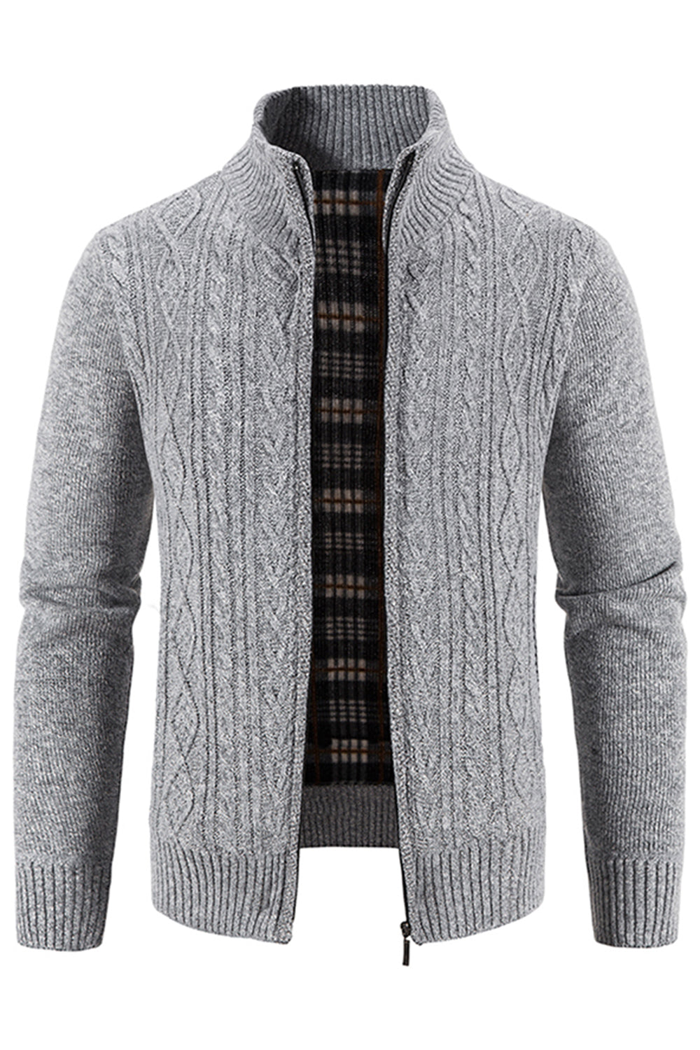 Menns Burgunder Stand Collar Fortykket Cardigan Genser