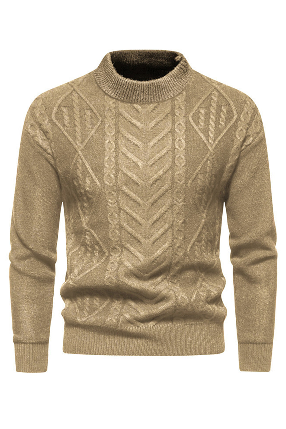 Hvit Jacquard rund hals Menns strikket genser