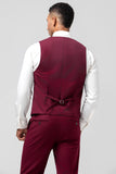 Burgundy 3 Pieces Peak Lapel Balldresser for menn