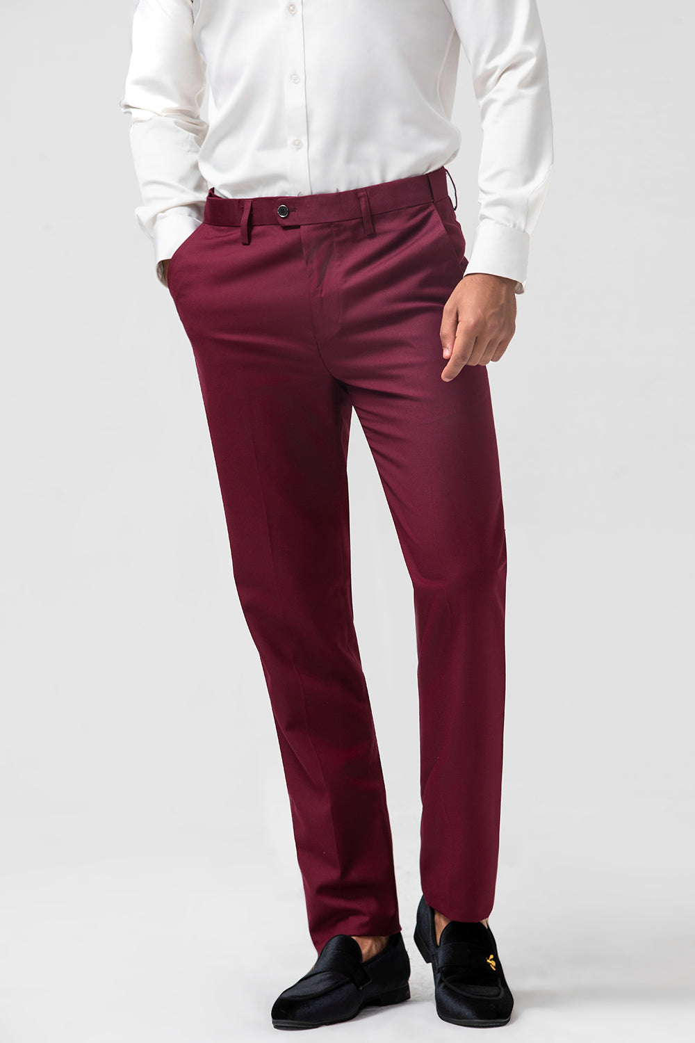 Burgundy 3 Pieces Peak Lapel Balldresser for menn