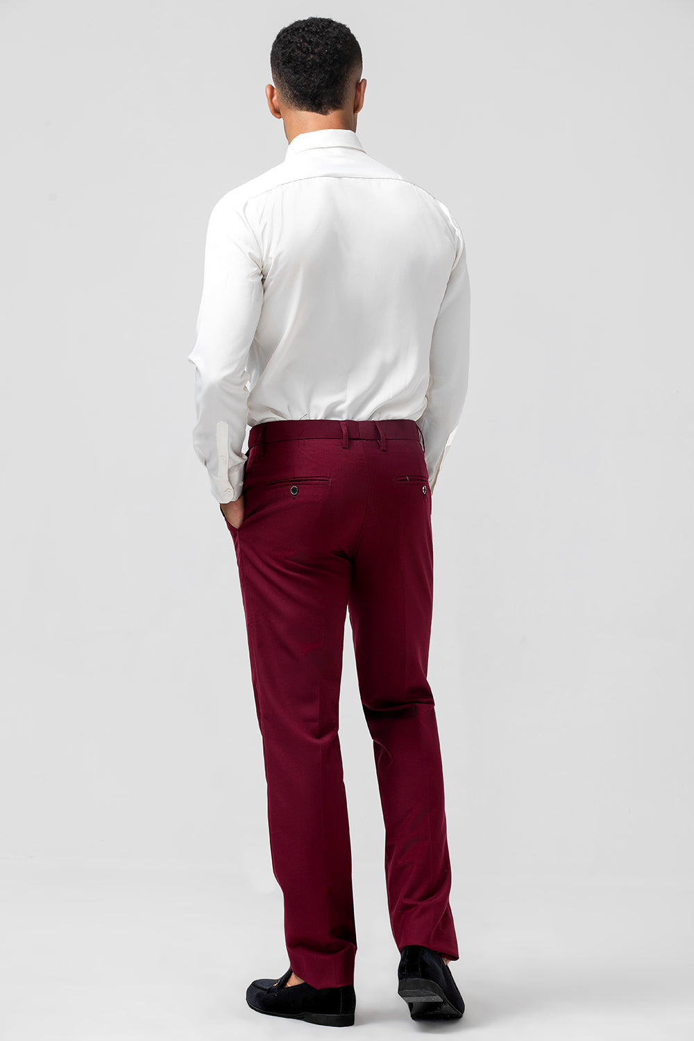 Burgundy 3 Pieces Peak Lapel Balldresser for menn