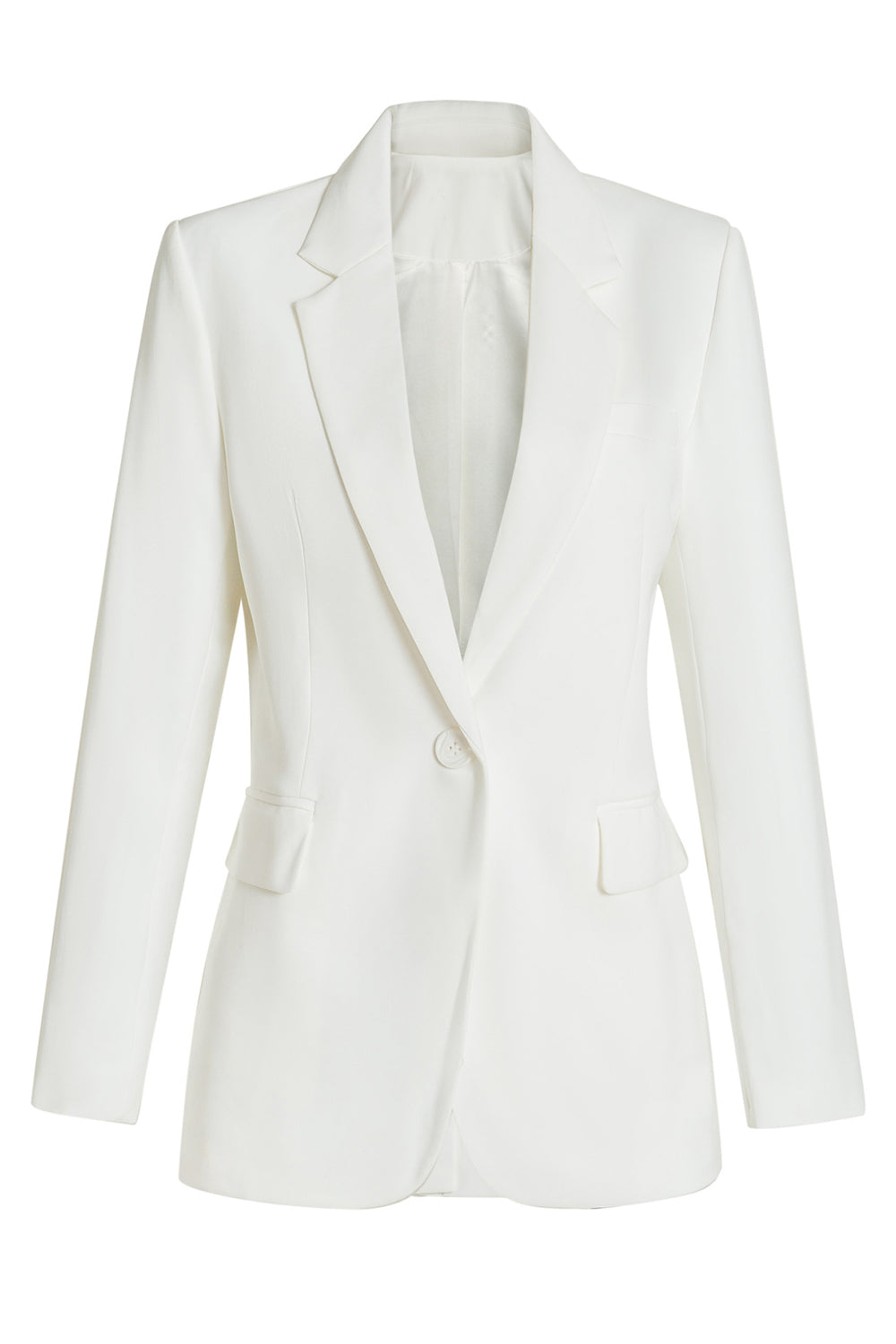 Hvit Tilpasset Enkeltspent Midi Blazer for kvinner