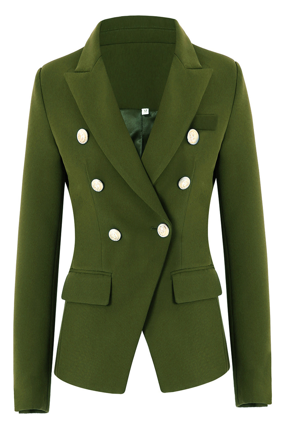 Army Green Peak Lapel Midi blazer for kvinner