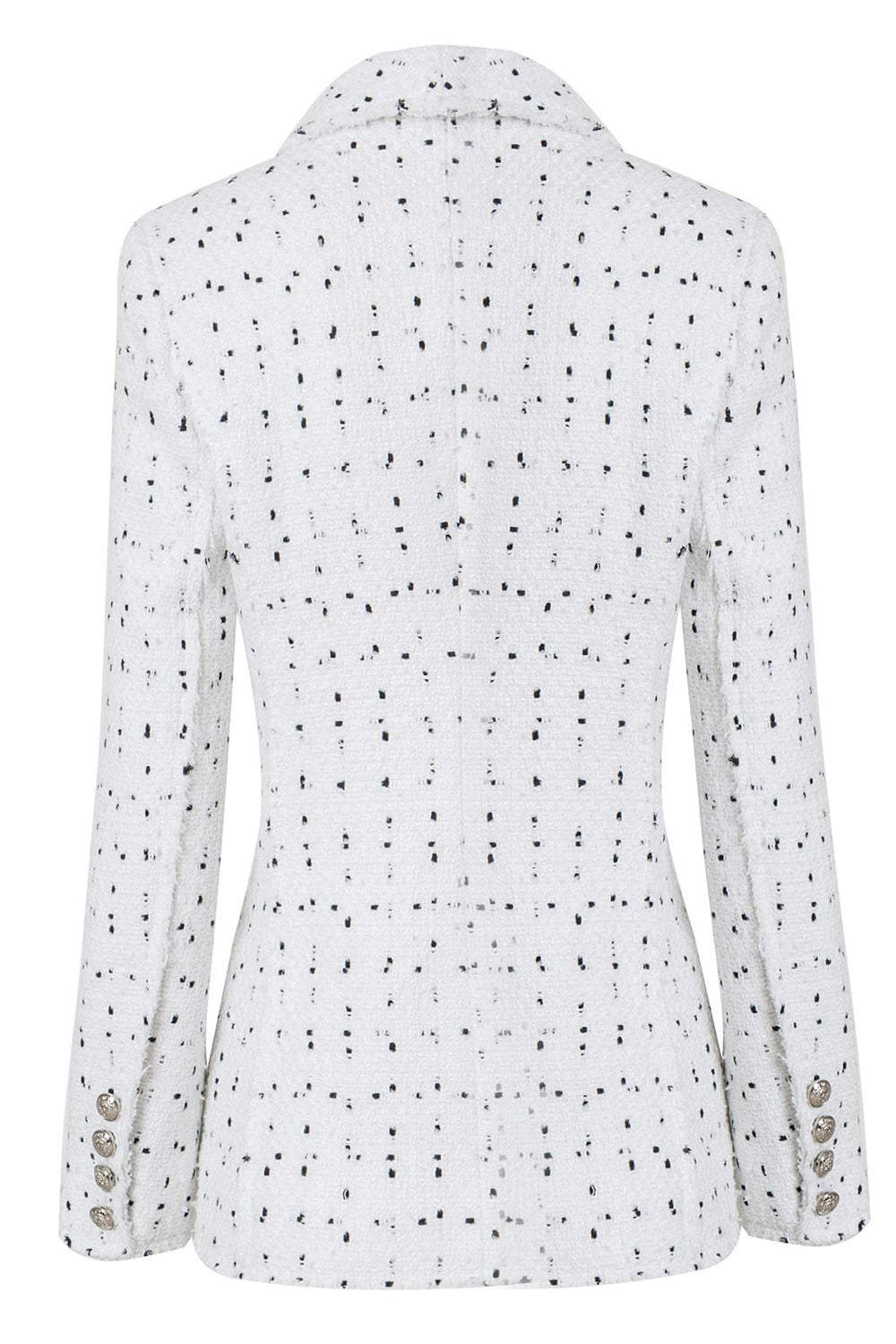 Hvit dobbeltspent prikket Midi blazer for kvinner