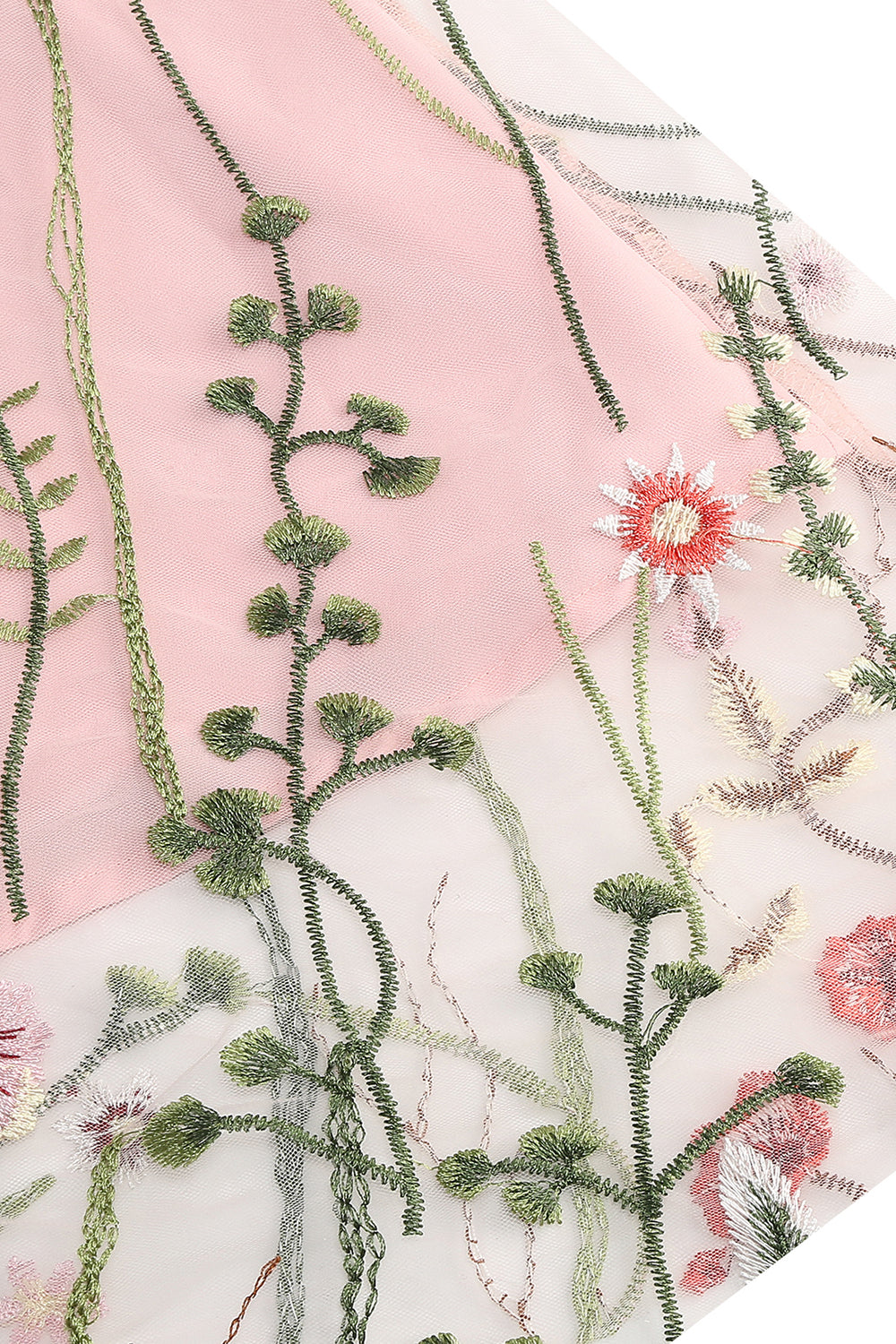 Aprikos A Line Trykt Tyll 1950-talls Kjole med Korte Ermer