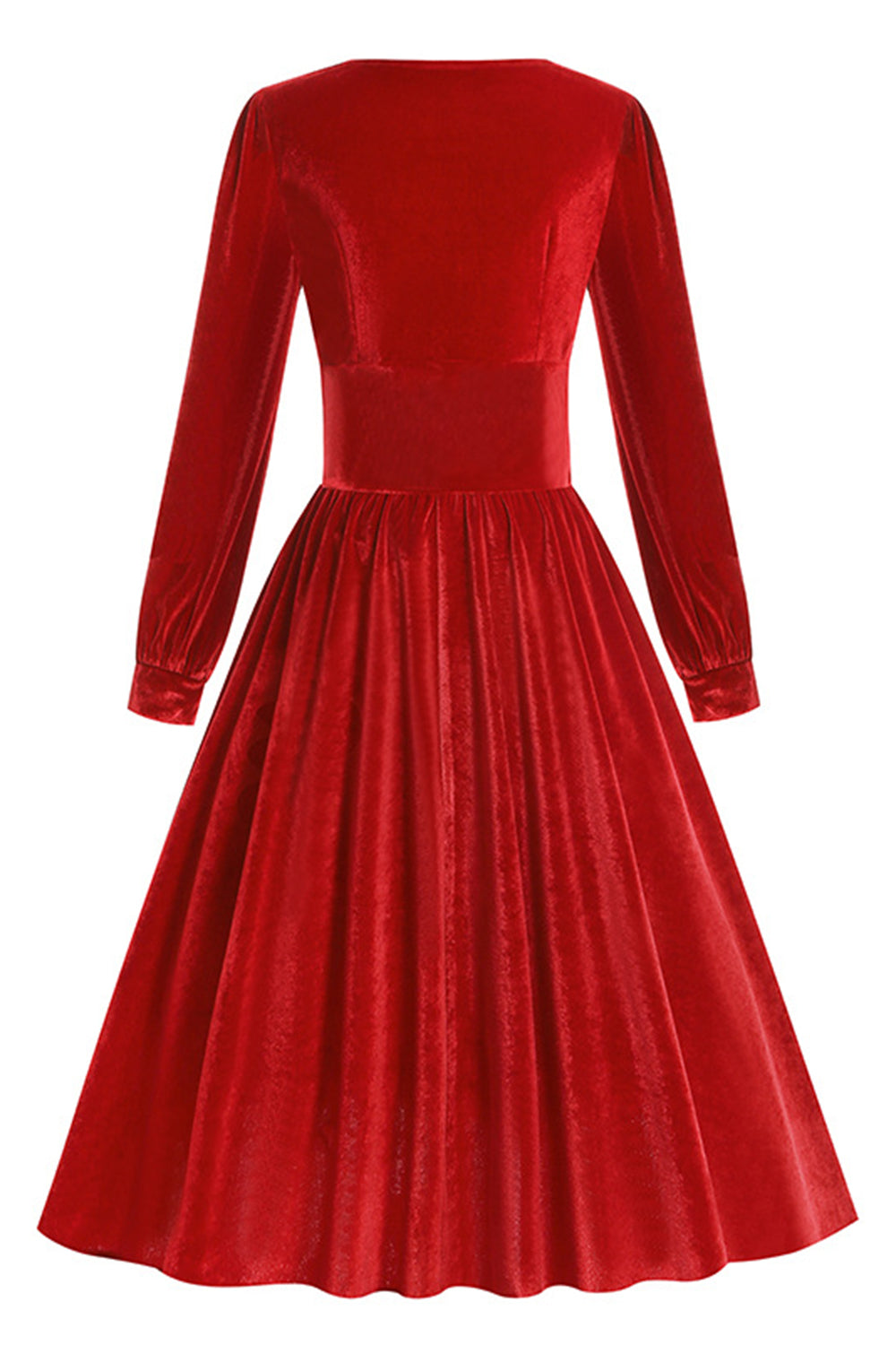 Svart A Line Langermet Plissert Vintage 1950-tallet Kjole