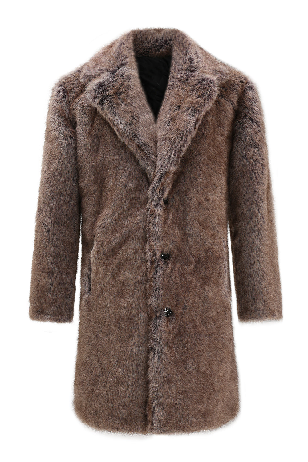 Khaki Fluffy Hakket jakkeslag Fuskepels Lang herrefrakk