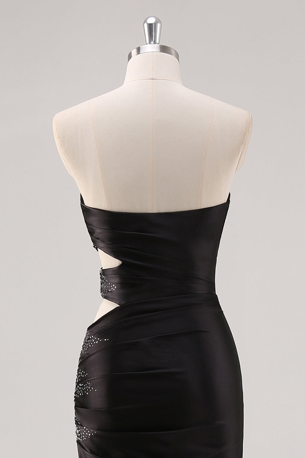 Glitrende Sweetheart Svart Slire Ballkjole med Splitt