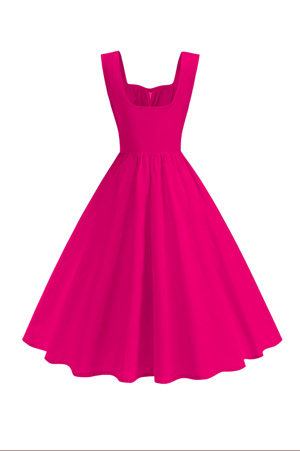 Burgund firkantet hals A-linje Midi 1950-talls kjole