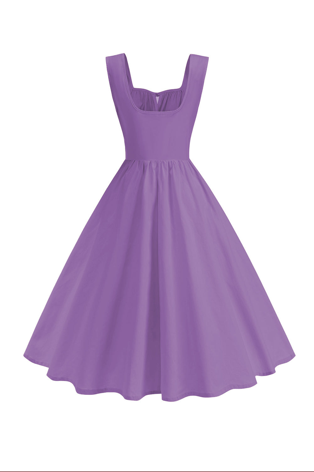 Burgund firkantet hals A-linje Midi 1950-talls kjole