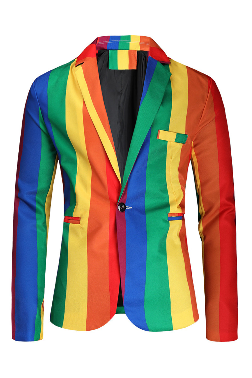 Gule Rainbow Strips Hakket jakkeslag Festdresser for menn