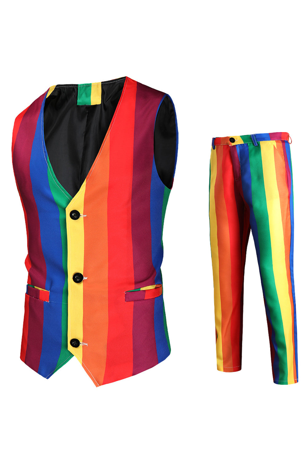 Gule Rainbow Strips Hakket jakkeslag Festdresser for menn