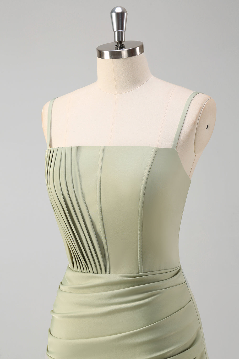 Salvie Havfrue Spaghetti Stropper Rynket Korsett Lang Ballkjole Med Splitt