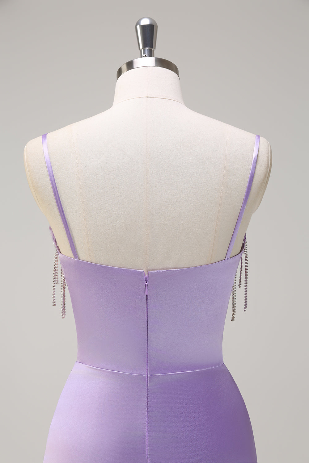 Lilla Havfrue Spaghetti Stropper Rynket Korsett Lang Skoleballkjole Med Perler