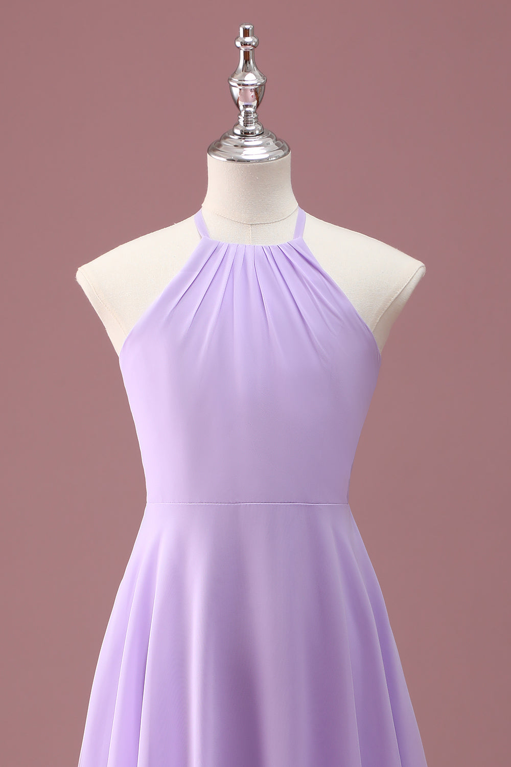 Lilac A Line Halter Ruched Junior Brudepike Kjole