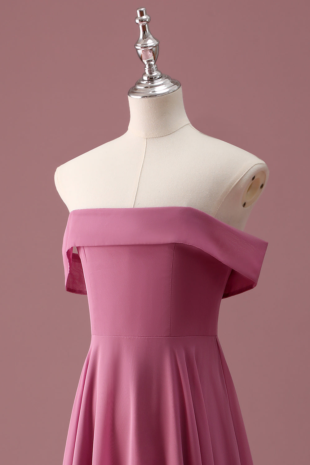 Desert Rose Off the Shoulder Chiffon A Line Junior Brudepikekjole