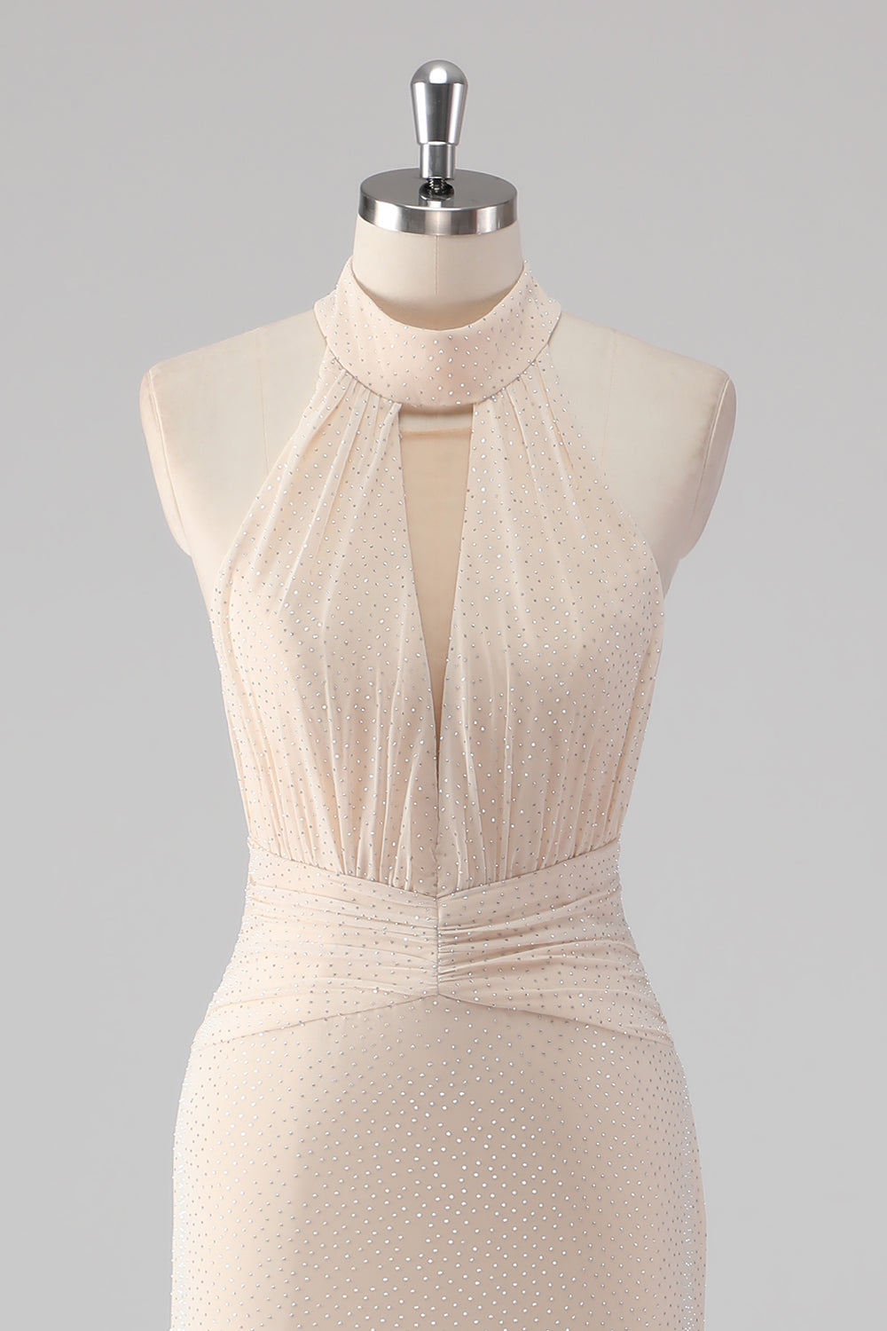 Halter Cream Mermaid Cut Out Lang Formell Kjole
