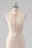 Halter Cream Mermaid Cut Out Lang Formell Kjole