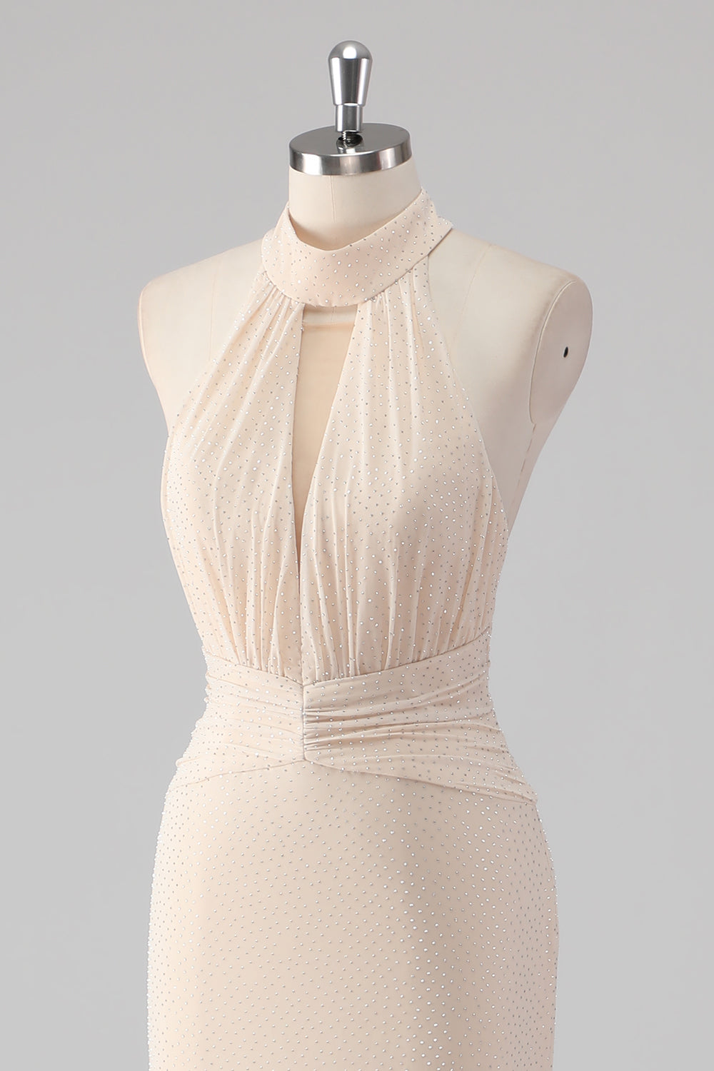Halter Cream Mermaid Cut Out Lang Formell Kjole