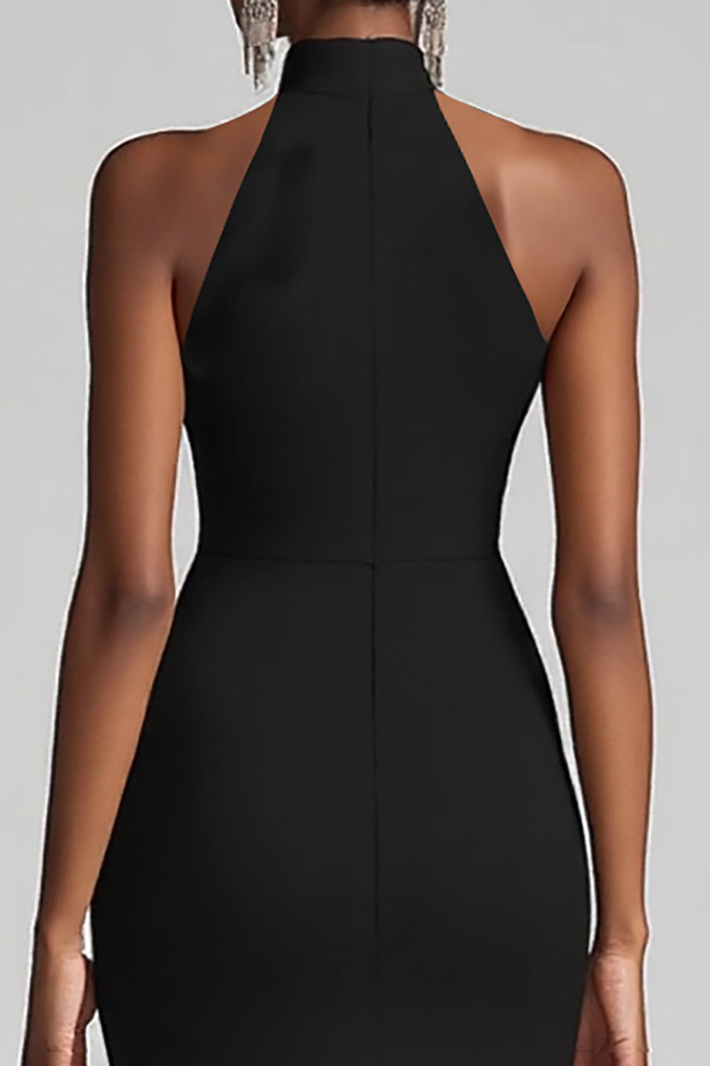 Halterneck Svart Ruffles Havfrue Lang Formell Kjole med Splitt