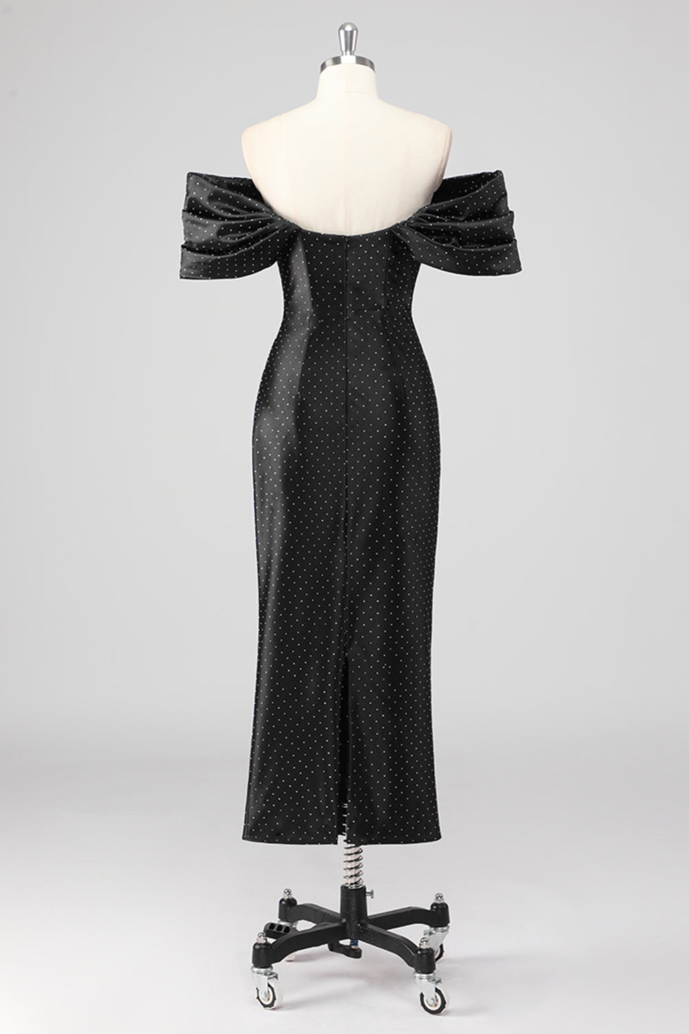 Svart Slire Off The Shoulder Formell Kjole med Perler