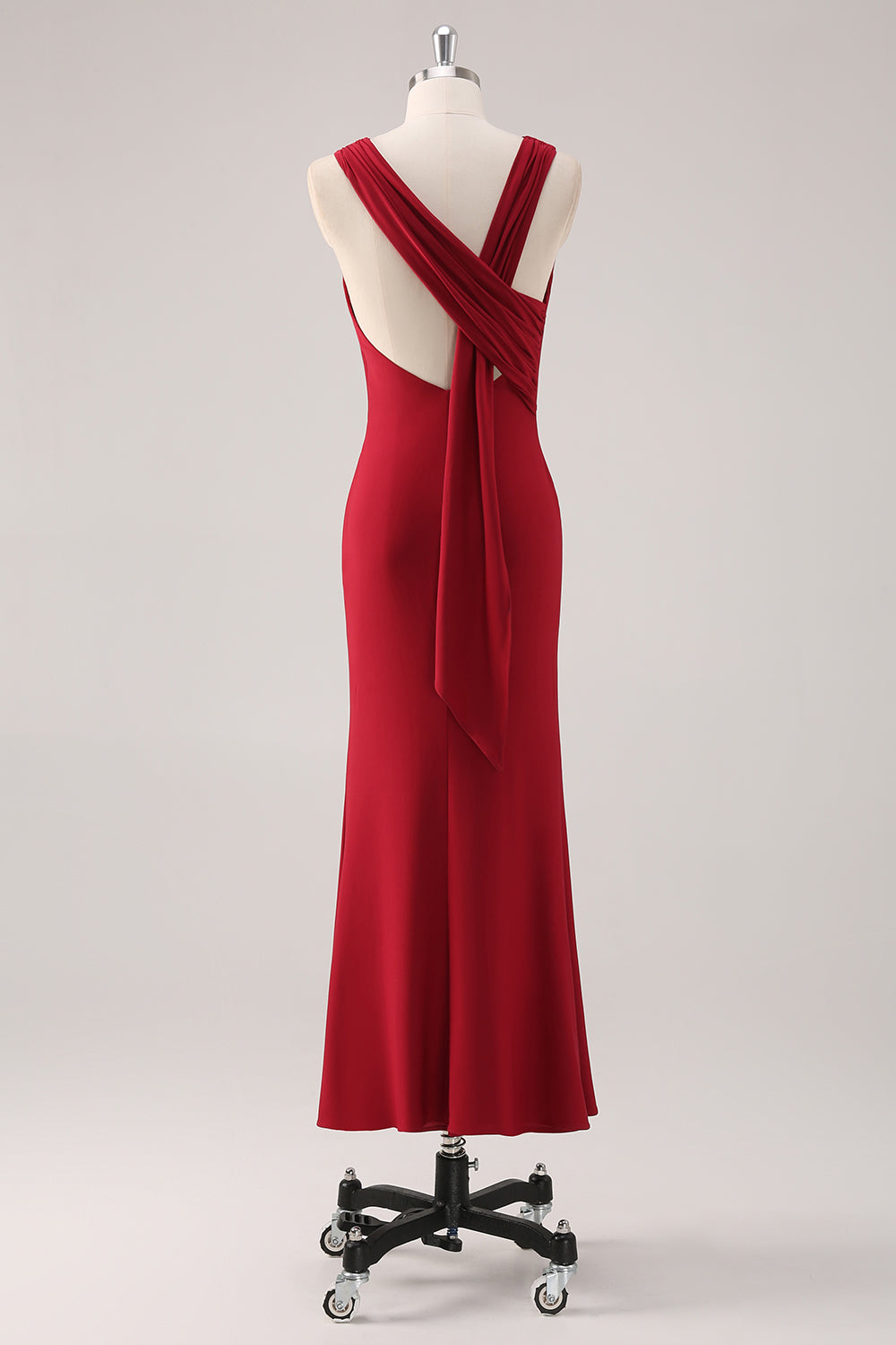 Burgunder havfrue sateng formell kjole