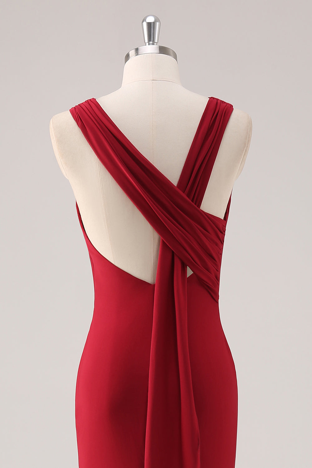 Burgunder havfrue sateng formell kjole