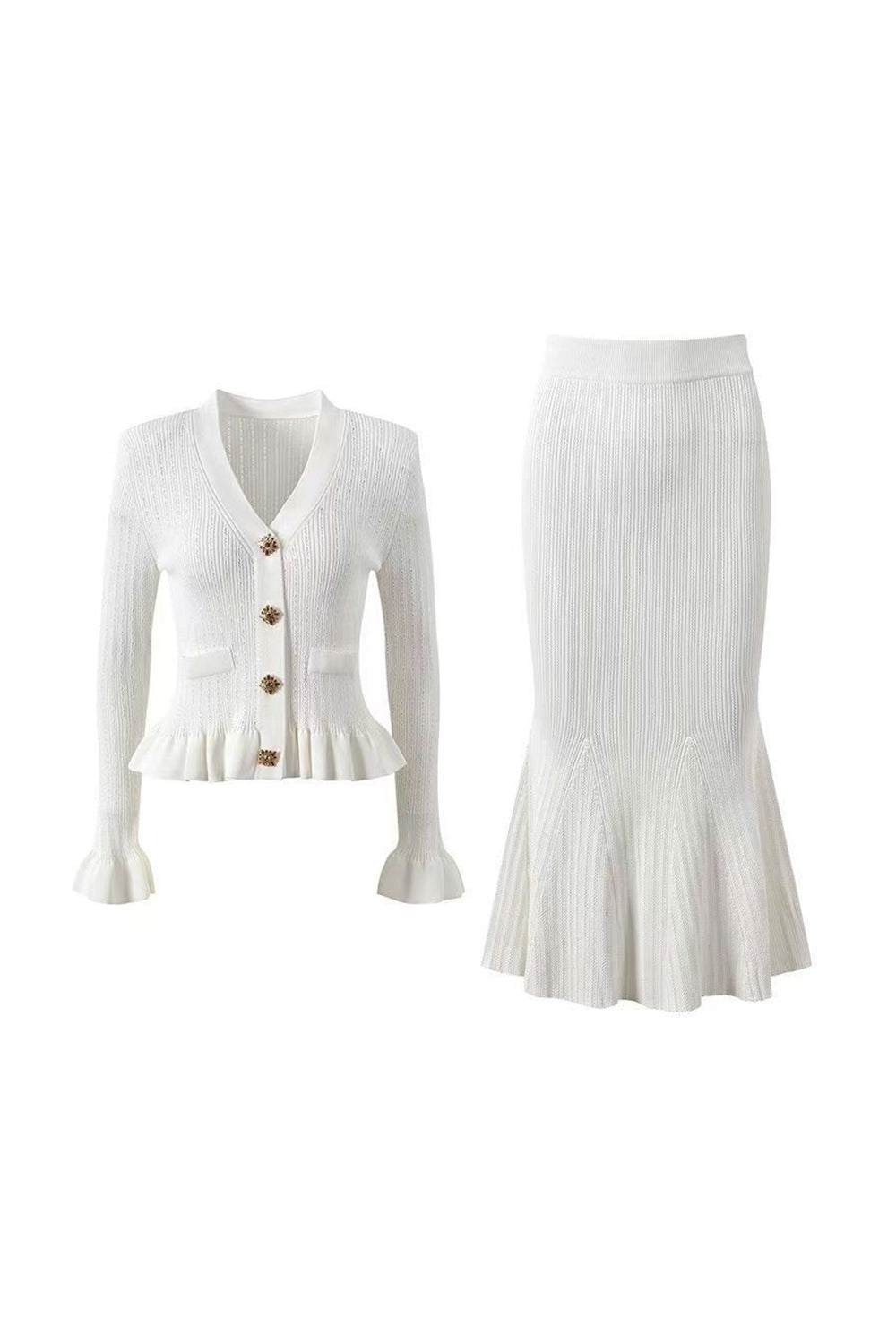 Svart Havfrue Langermet Enkeltspent 2 Deler Lang Festkjole