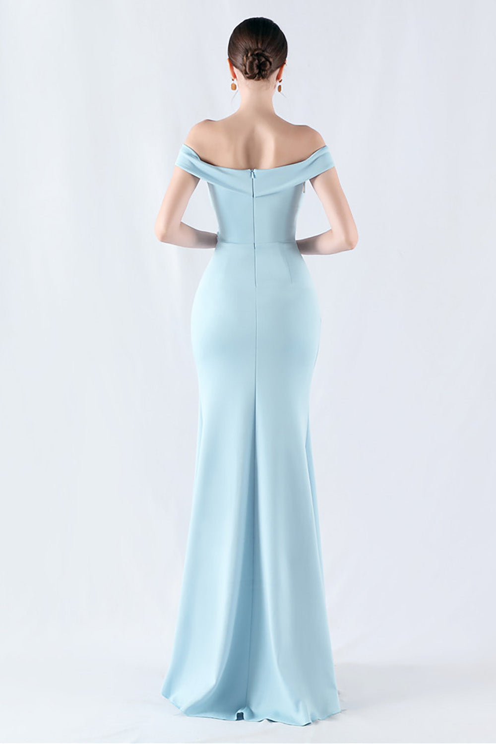Burgunder Havfrue Off The Shoulder Lang Ballkjole Med Splitt