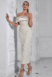 Aprikos Off the Shoulder Appliques Slire Aftenkjole