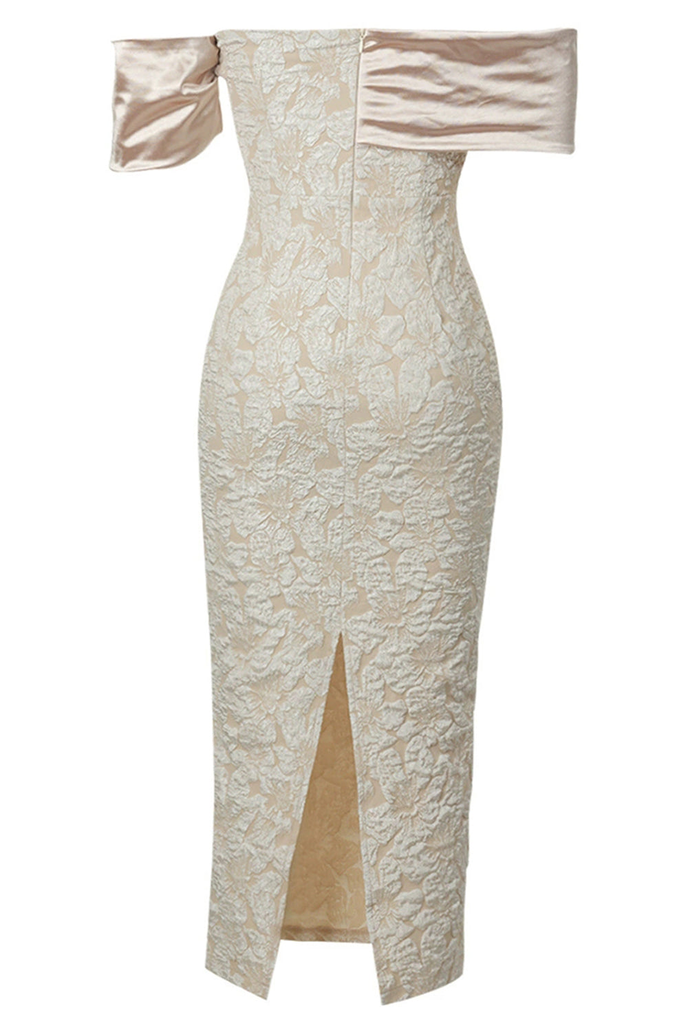 Aprikos Off the Shoulder Appliques Slire Aftenkjole