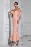 Blush havfrue korsett Off the Shoulder Tea Length Ballkjole