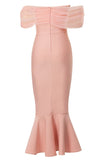 Blush havfrue korsett Off the Shoulder Tea Length Ballkjole