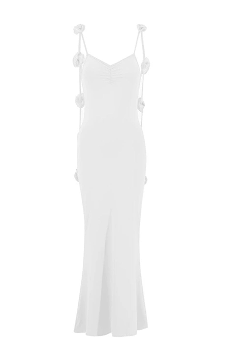 Hvit Havfrue Spaghetti Stropper Ryggløs Formell Kjole