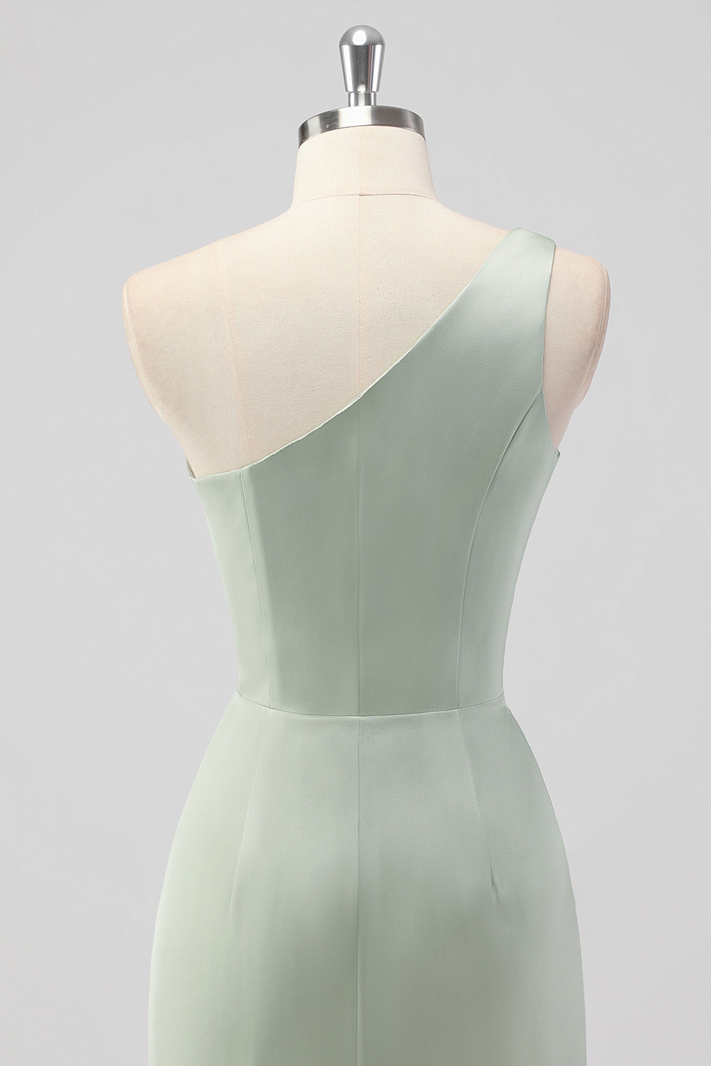 Salvie Grønn En Skulder Slire Sateng Lang Brudepike Kjole