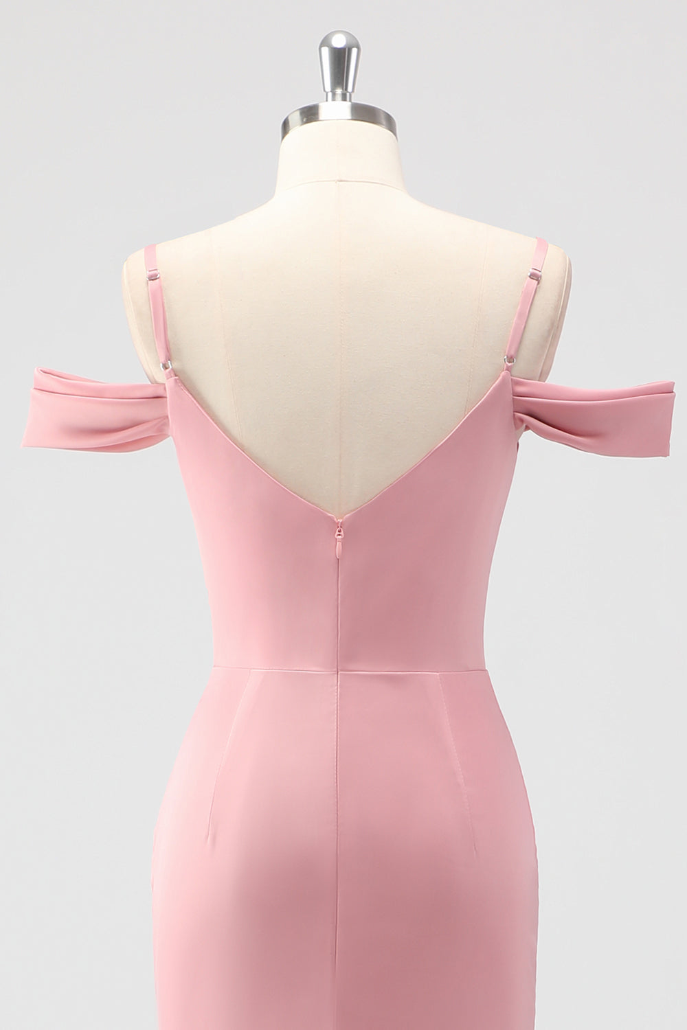 Blush Slire Kald Skulder Sateng Lang Brudepike Kjole