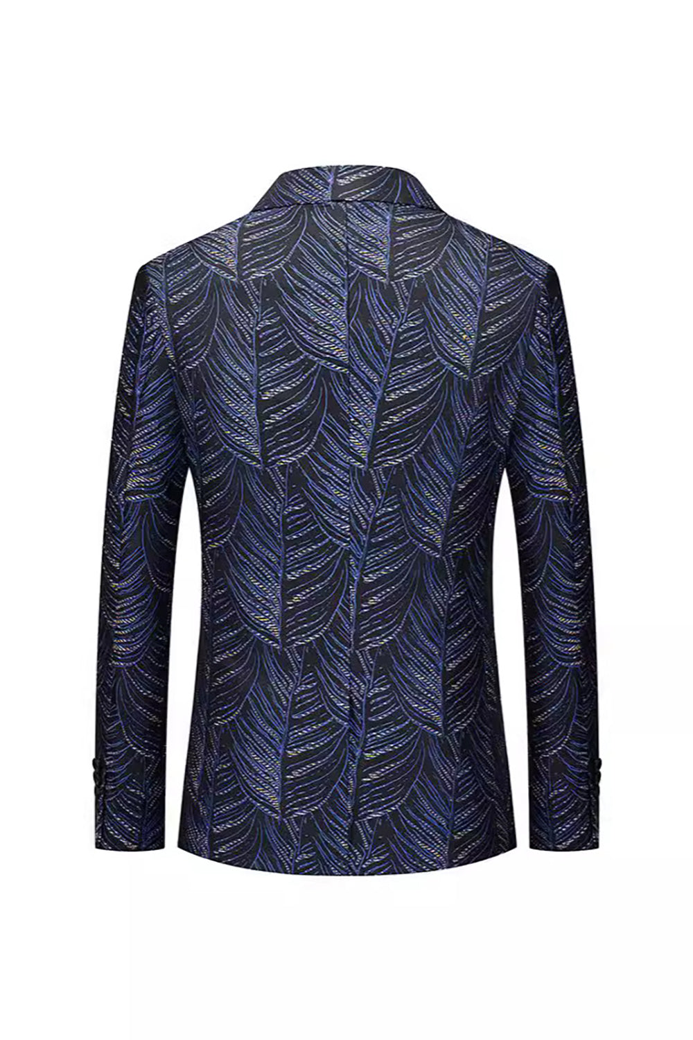 Mørk Navy Jacquard Hakket jakkeslag Blazer for menn