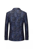 Mørk Navy Jacquard Hakket jakkeslag Blazer for menn