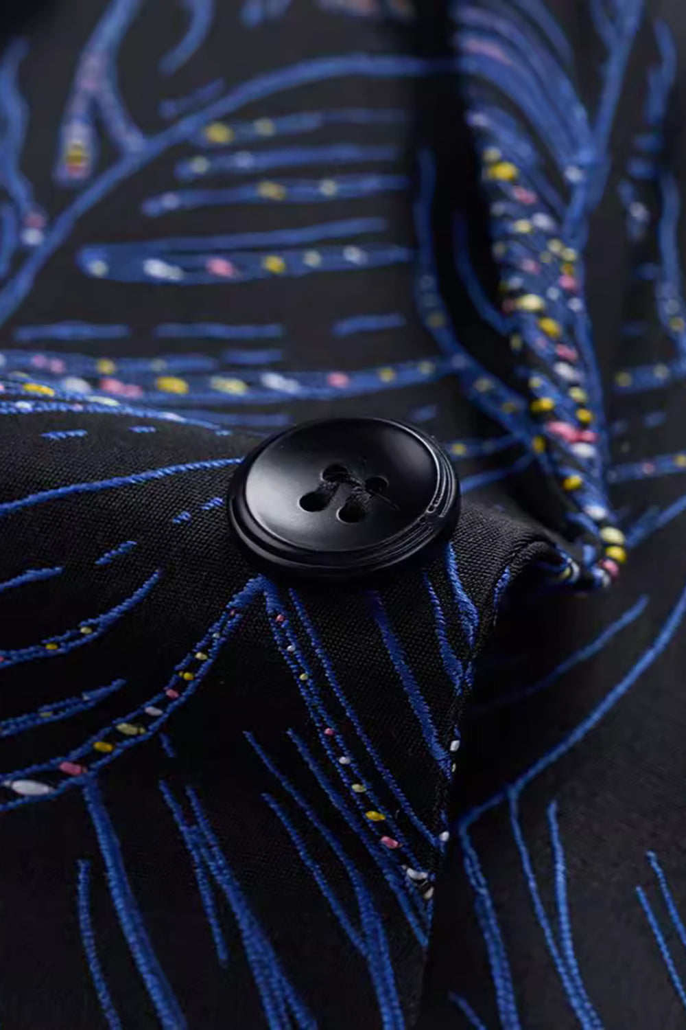 Mørk Navy Jacquard Hakket jakkeslag Blazer for menn