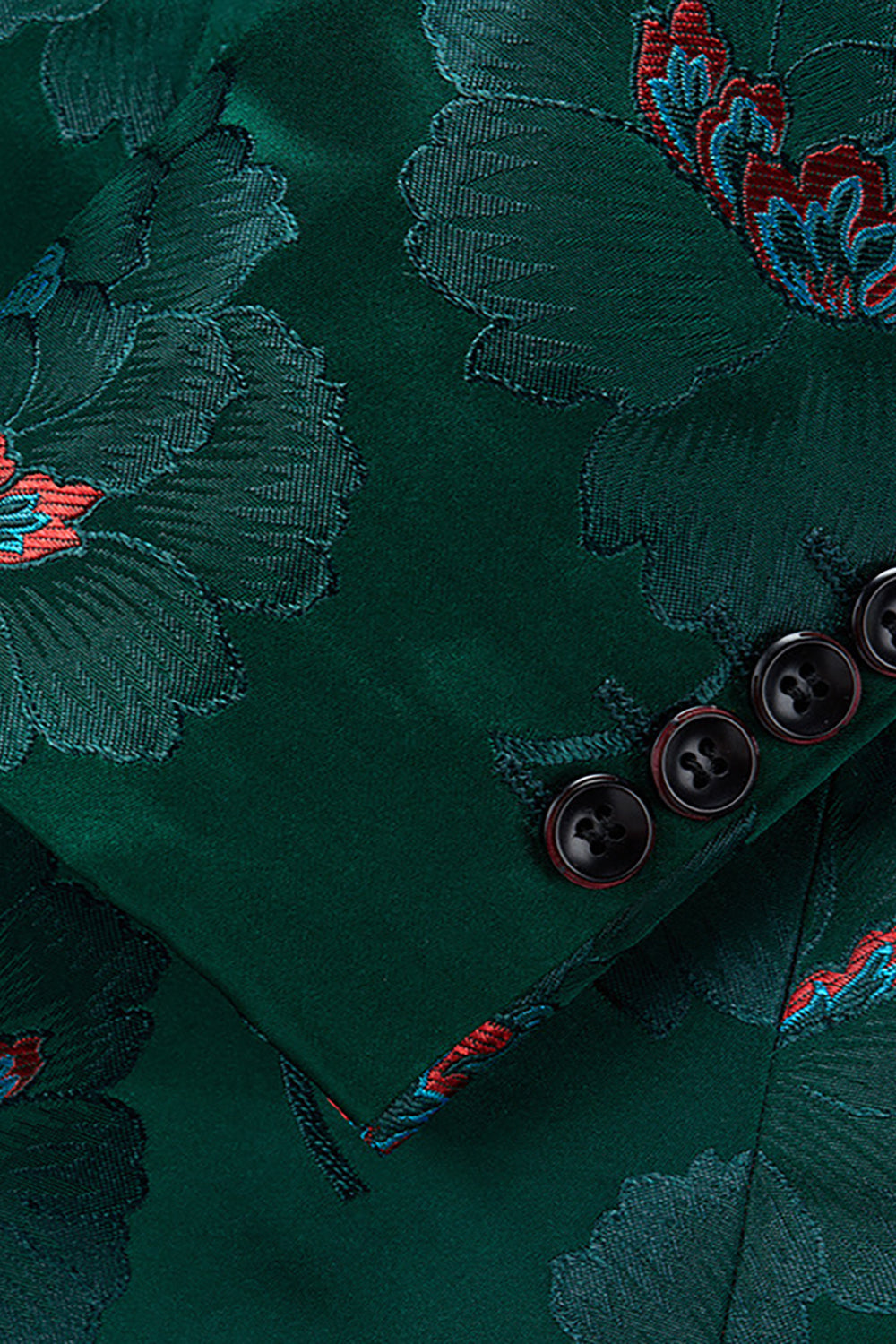 Blomster Mørkegrønn Hakket Jakkeslag En Knapp Blazer Herre