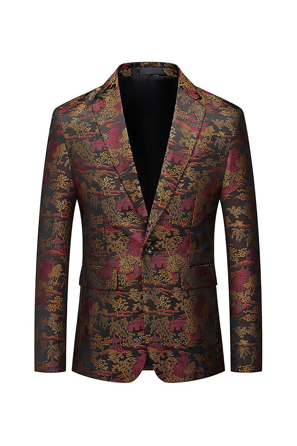 Brun Tilpasset Floral Hakket Jakkeslag Herreblazer