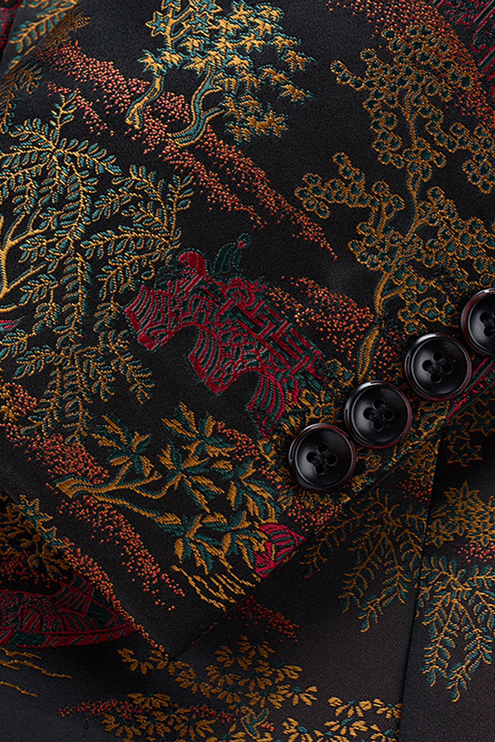 Brun Tilpasset Floral Hakket Jakkeslag Herreblazer